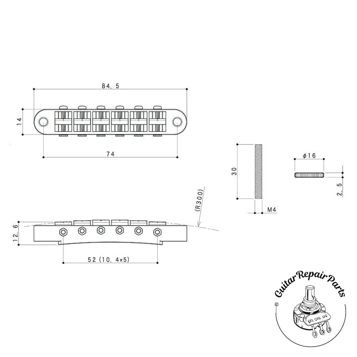 Gotoh 510BN Height Adjustable Tune-o-matic Bridge - Gold