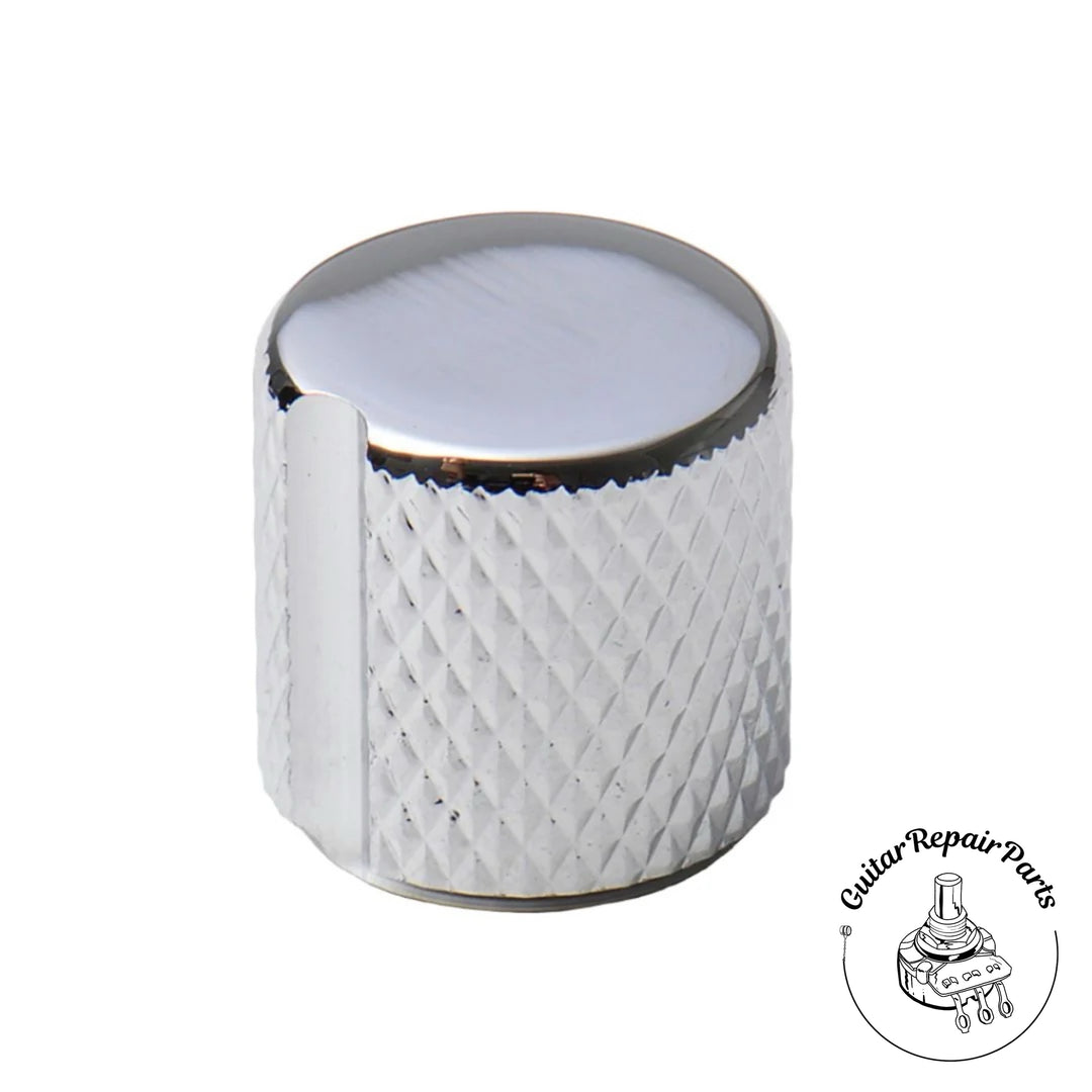 Goldo Deluxe Flat Top Large,Tall Brass Tele Knob w. Set Screw (1 pc) - Chrome