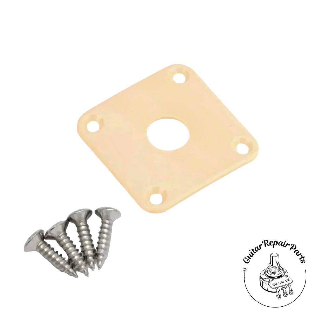 Gotoh Square Flat Mount Plastic Jack Plate for Les Paul w. Screws - Cream