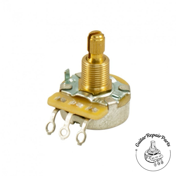 CTS 250K Potentiometer, 450G, Audio Taper, Dimpled, 3/8" Bushing, Split-Shaft
