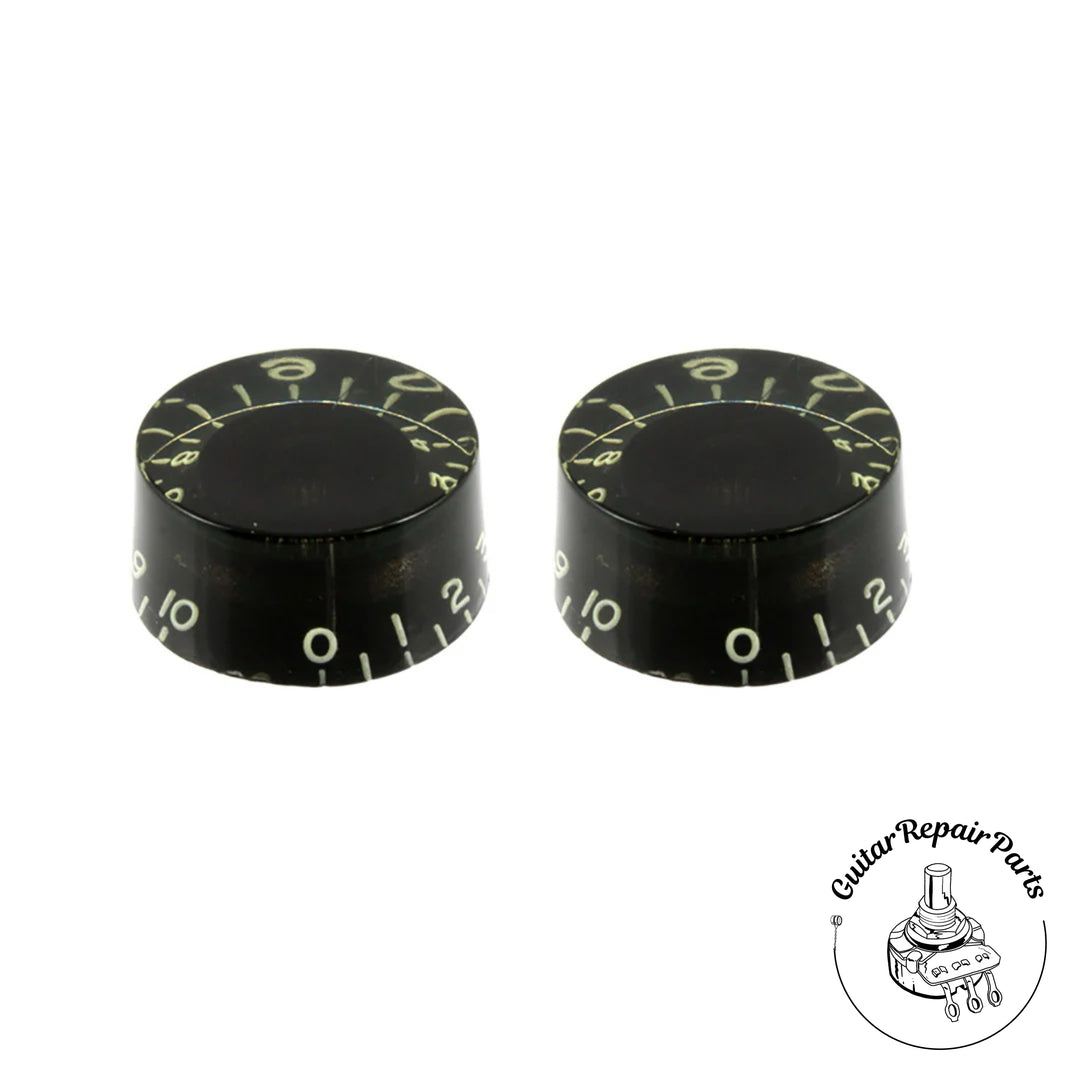 Plastic Speed Knobs For Split-Shaft Potentiometers (2 pcs) Black w. Vintage-Tint