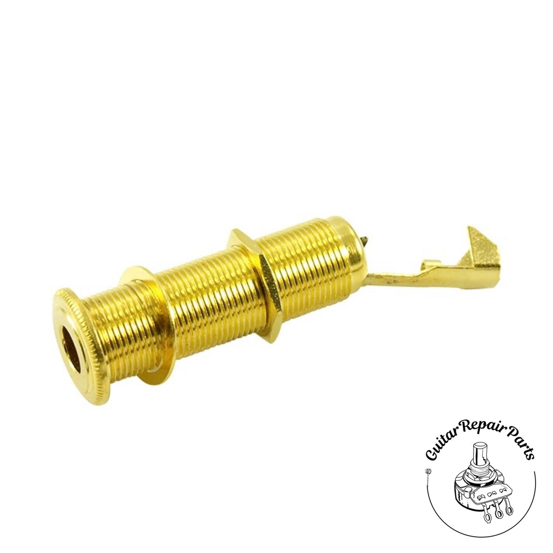 Switchcraft Long Threaded 1/4" Mono 2 Conductor Panel Mount Barrel Jack - Gold