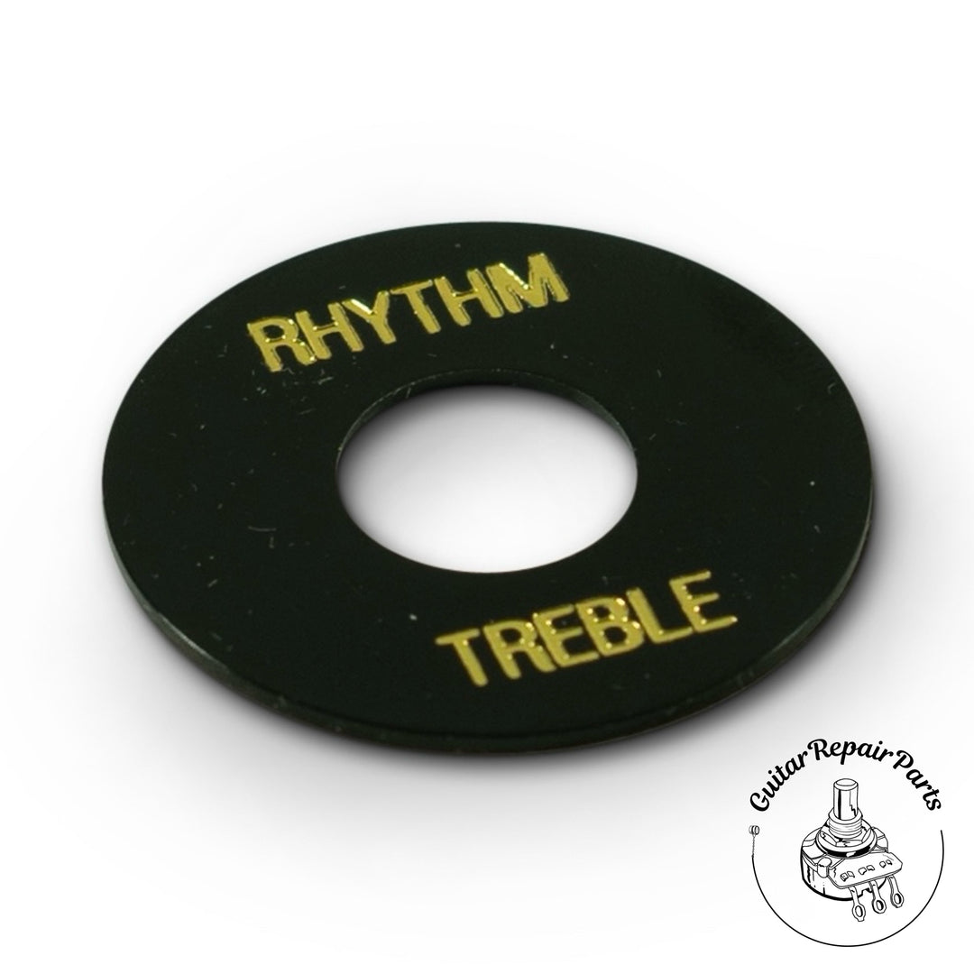 Plastic Rhythm / Treble Ring Washer For Gibson Toggle Switches - Black / Gold