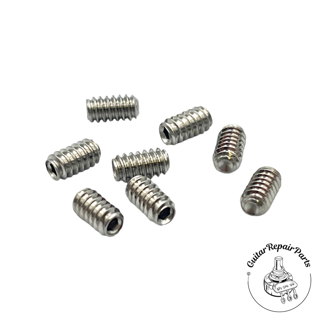 Bass / Guitar Bridge Height Adjustment Set Screws Hex 6-32 x 1/4" (8 pcs) - Stainless