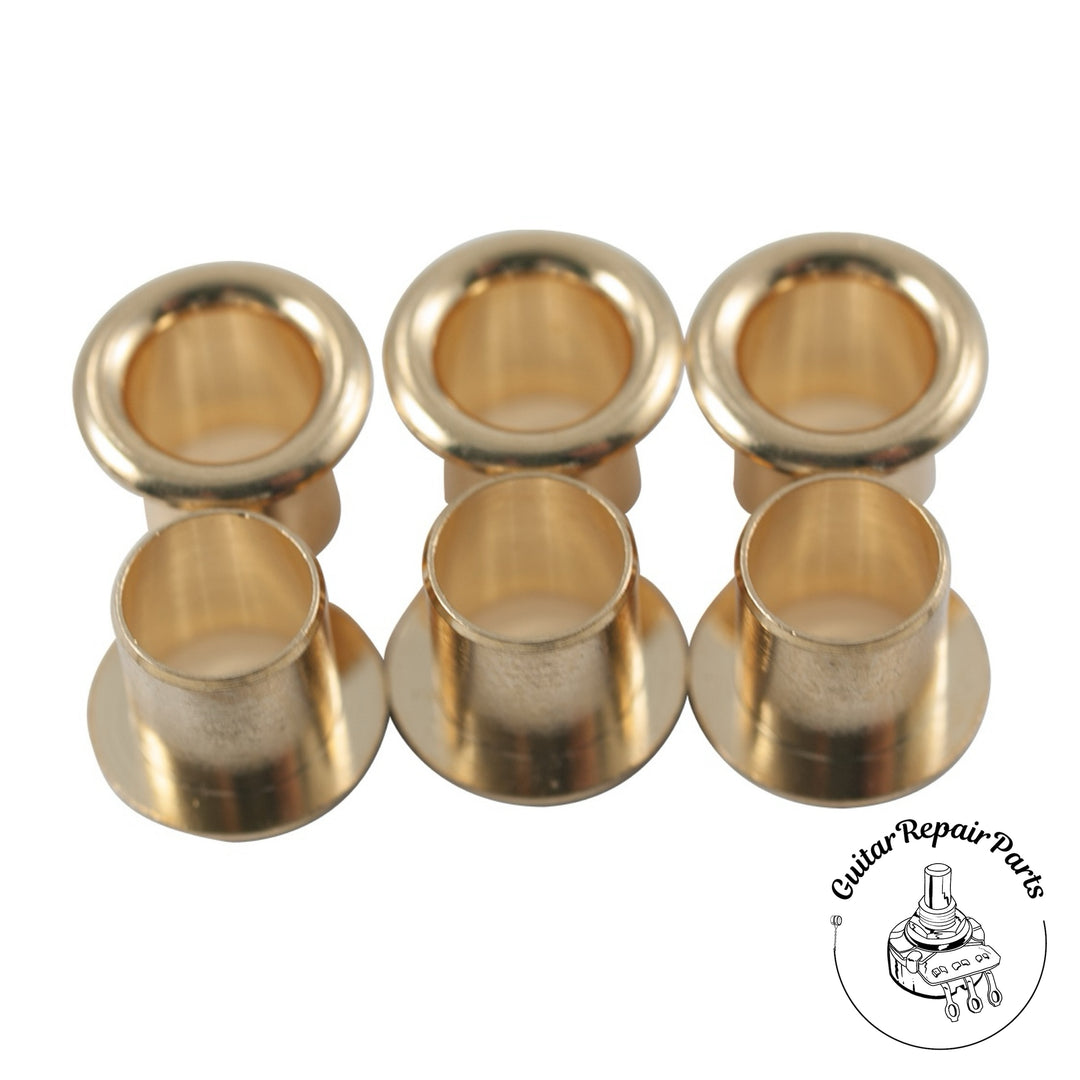 Kluson Stamped Eyelet Press-In Tuning Machine Bushings, 1/4" post - Gold