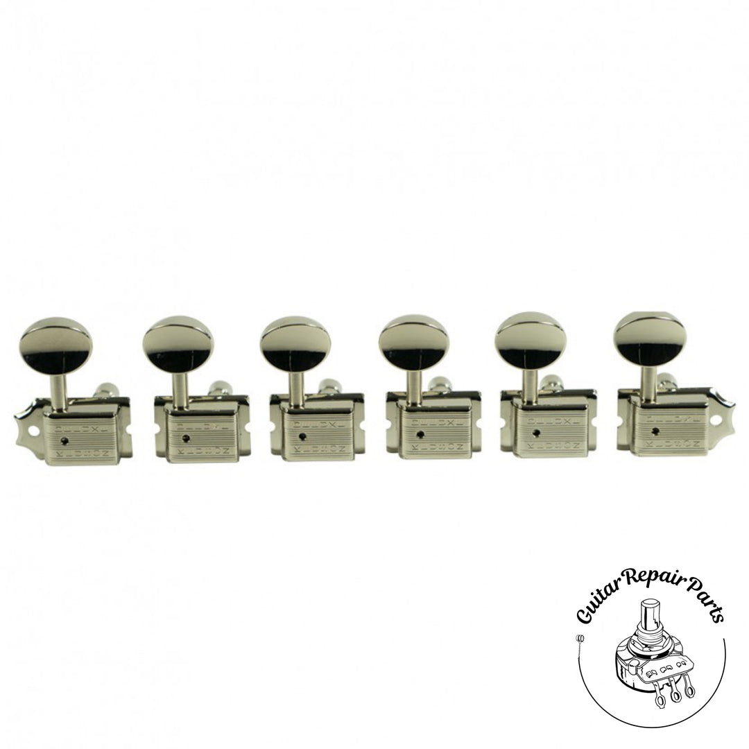 Kluson KDL-6B-NMDR Deluxe Series Locking Tuning Machines, 6-In-Line - Nickel