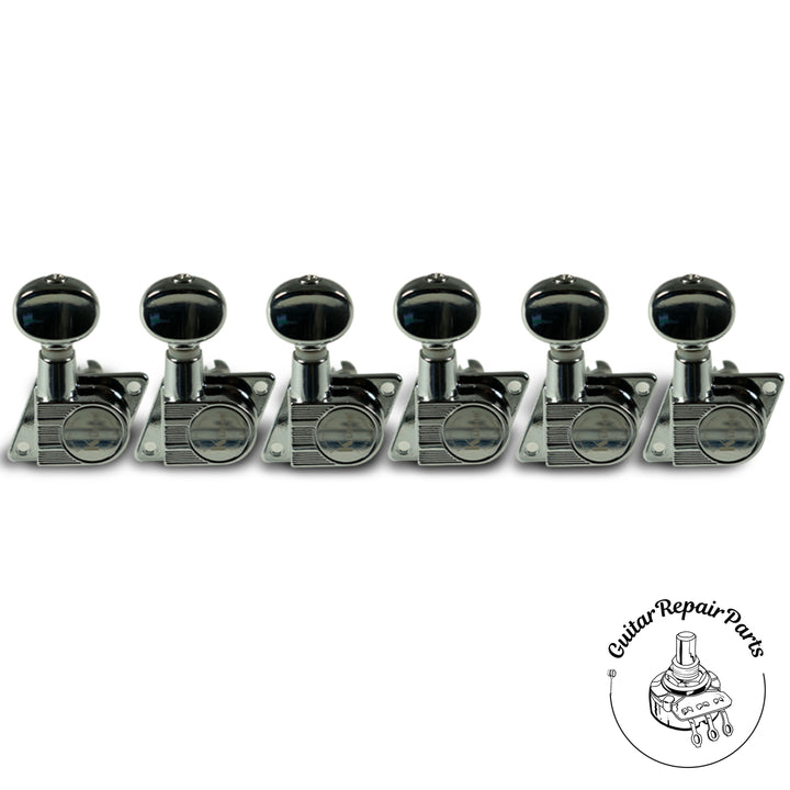 Kluson KRF-6BX-C Revolution Tuning Machines F-Mount 6-In-Line Staggered - Chrome