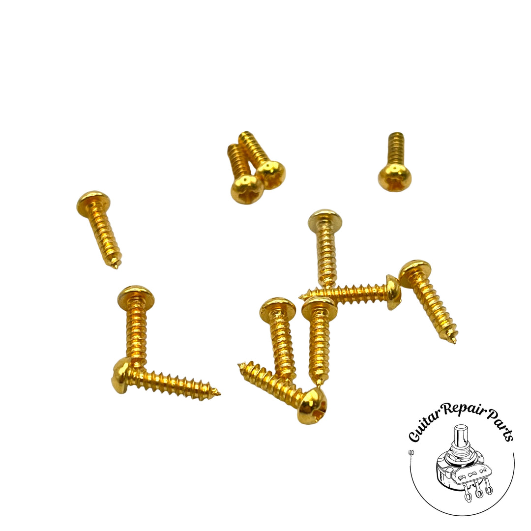 Tuning Machine / Truss Rod Cover Screws #2 x 3/8 Round Head (12 pcs) - Gold