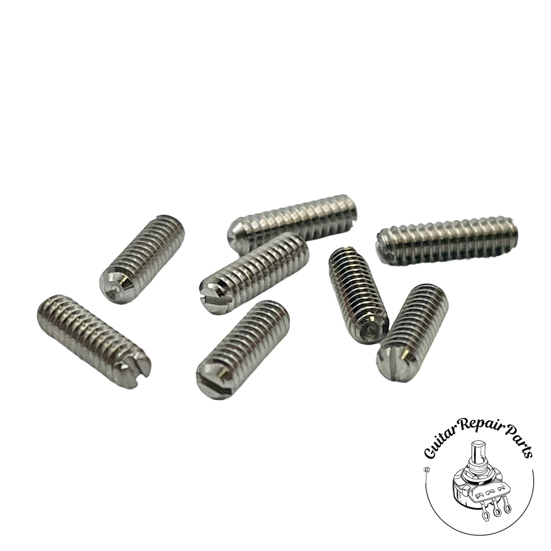 Bass / Guitar Bridge Height Adjust Screws Slotted 6-32 x 1/2" (8 pcs) Stainless