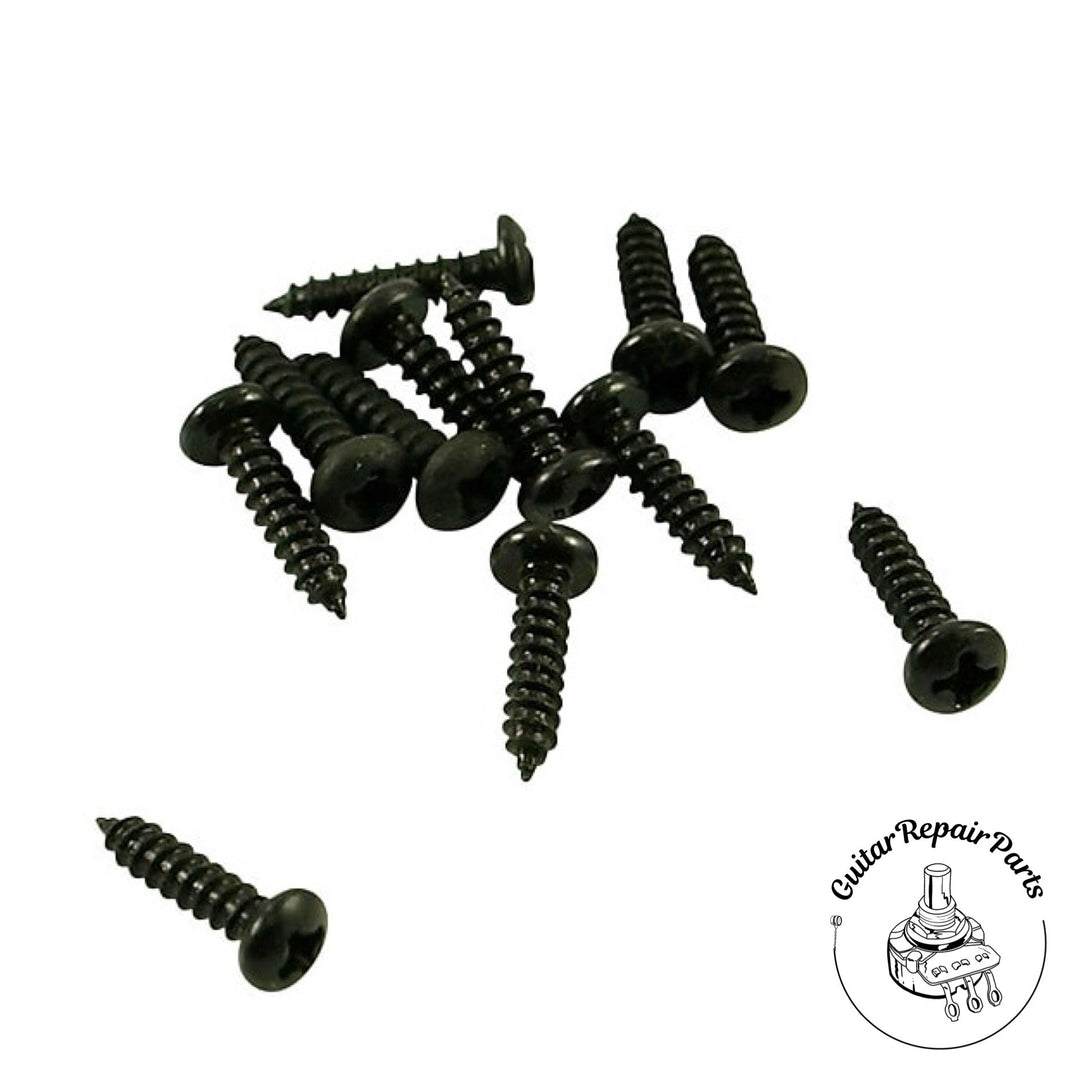 Tuning Machine / Truss Rod Cover Screws #2 x 3/8 Round Head (12 pcs) - Black