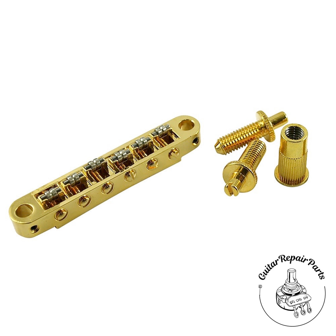TonePros TPFR-G Locking Nashville Tune-O-Matic Roller Bridge, Metric Posts - Gold