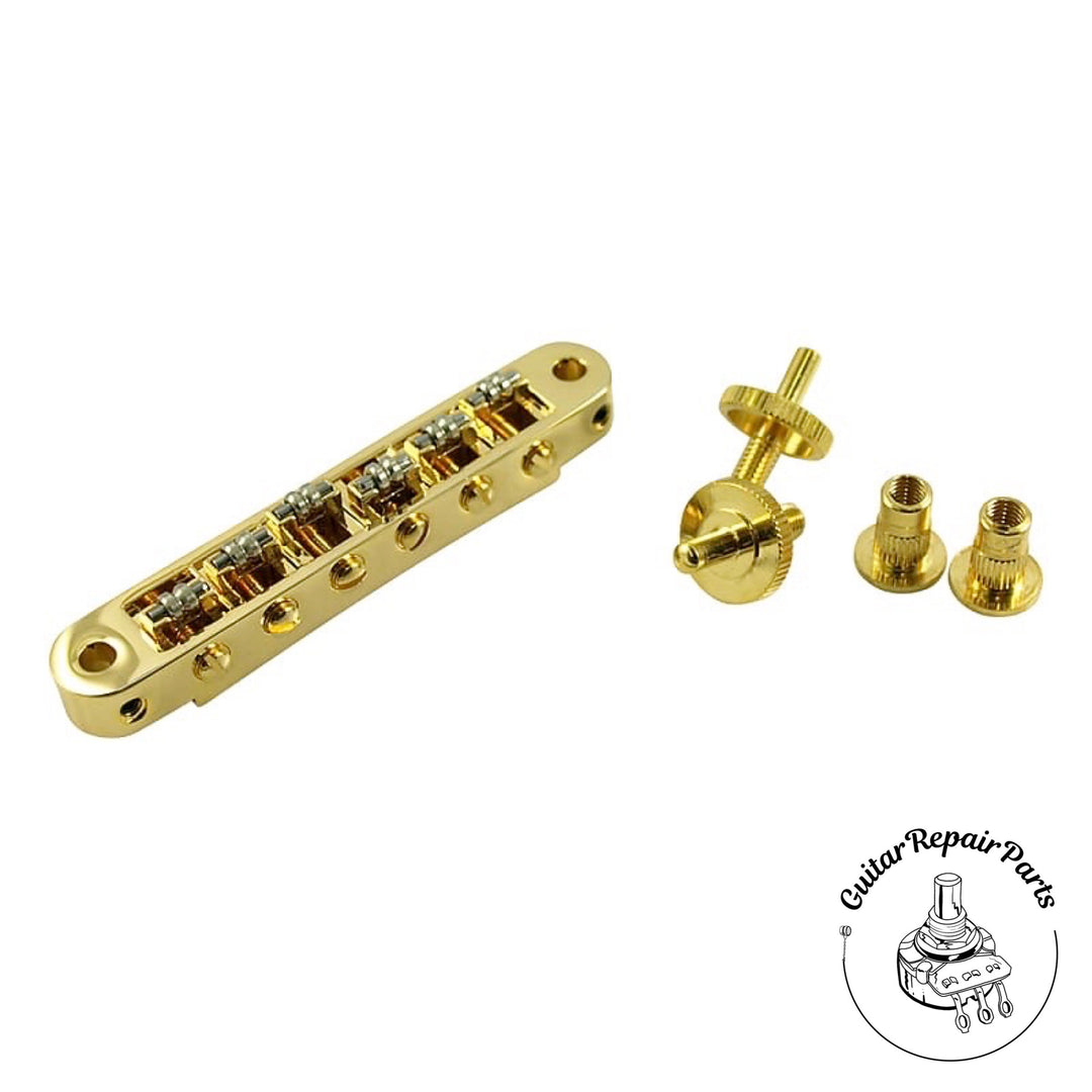 TonePros TP6R-G Locking Nashville Tune-O-Matic Roller Bridge, SAE Posts - Gold