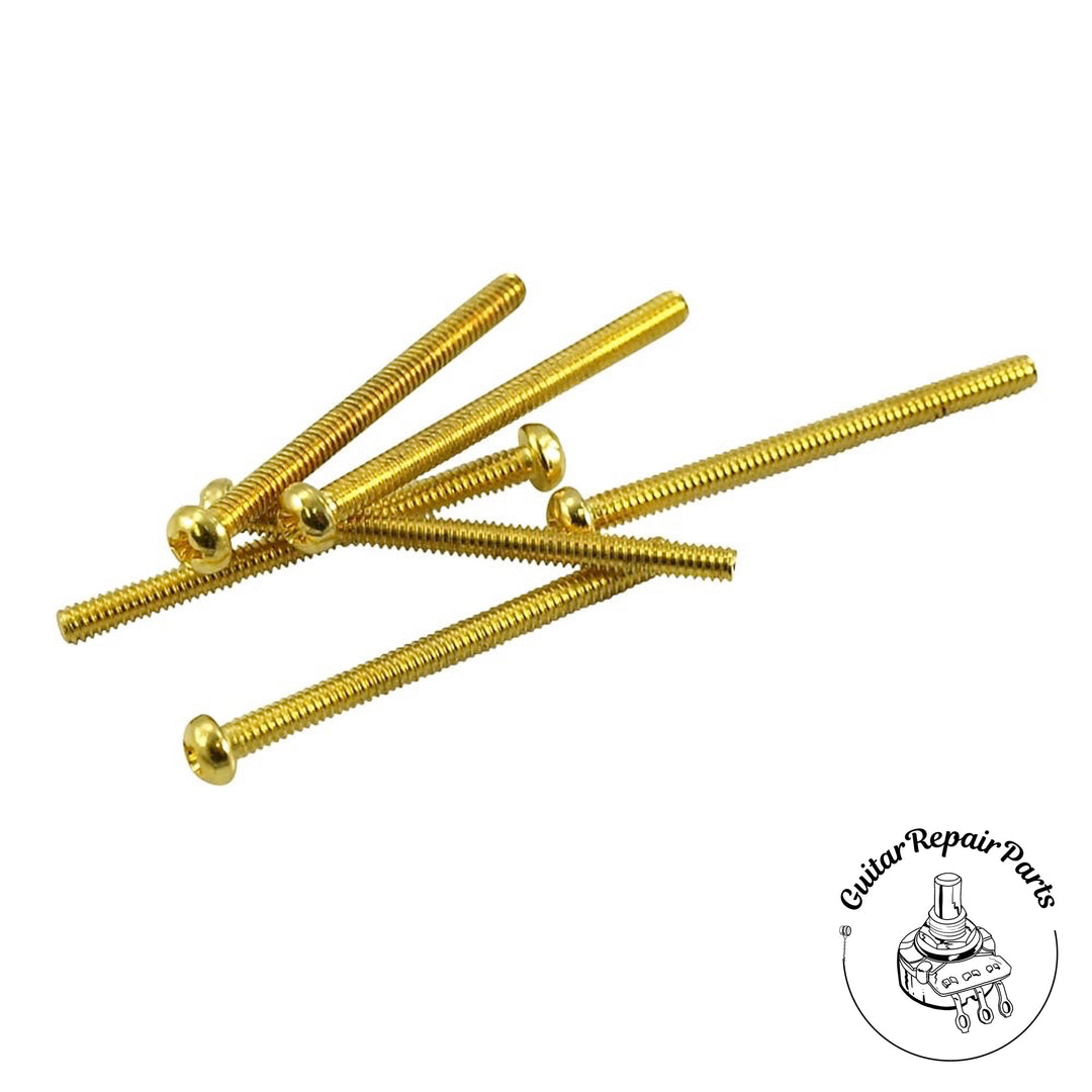 Humbucker Pickup Height Adjust Screws, Phillips, #3-48 x 1-1/4" (6 pcs) - Gold