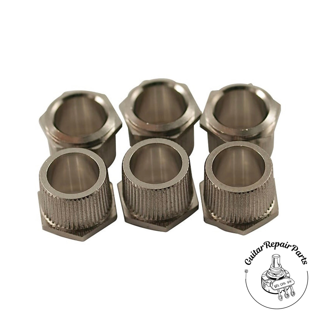 Kluson Hex Head Press-In Tuning Machine Bushings, 1/4" Post (6 pcs) - Nickel