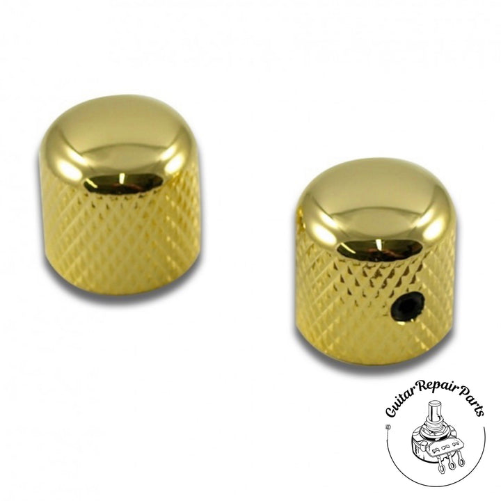 Brass Barrel Knobs, Dome Top, w. Set Screw (2 pcs) - Gold