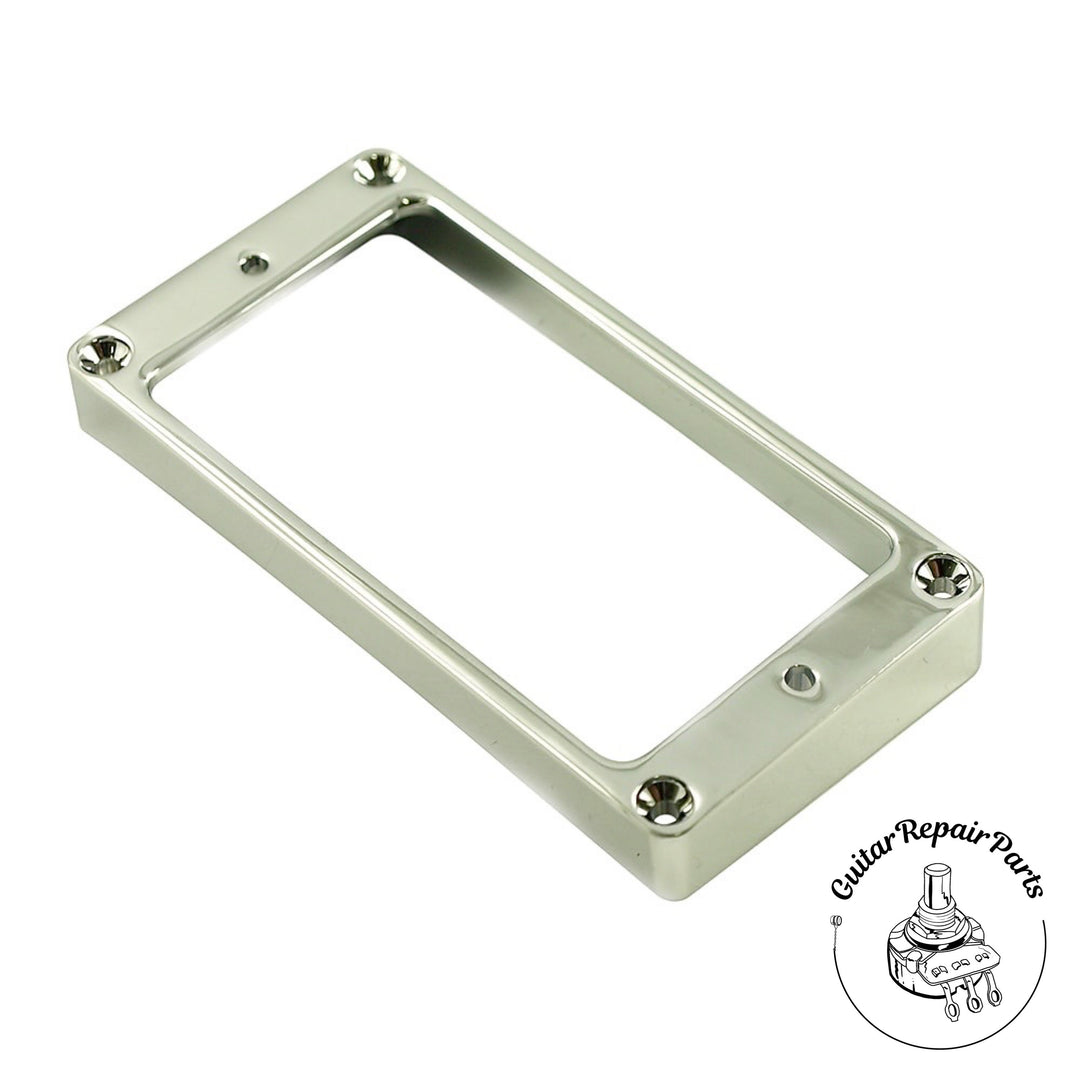 Metal Humbucker Pickup Mounting Ring, Flat bottom, High - Chrome