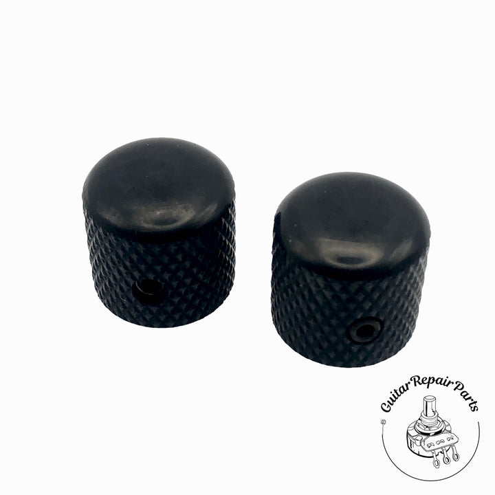 Brass Barrel Knobs, Dome Top, w. Set Screw (2 pcs) - Black