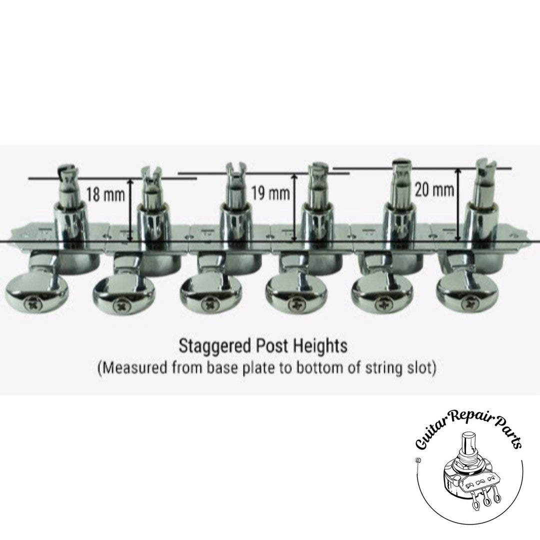 Kluson KRF-6BX-C Revolution Tuning Machines F-Mount 6-In-Line Staggered - Chrome