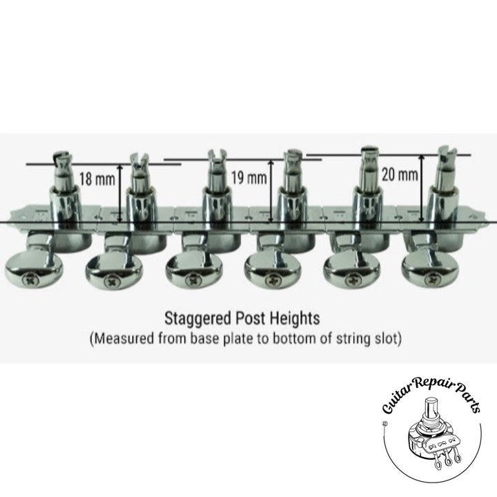 Kluson KRF-6BX-C Revolution Tuning Machines F-Mount 6-In-Line Staggered - Chrome