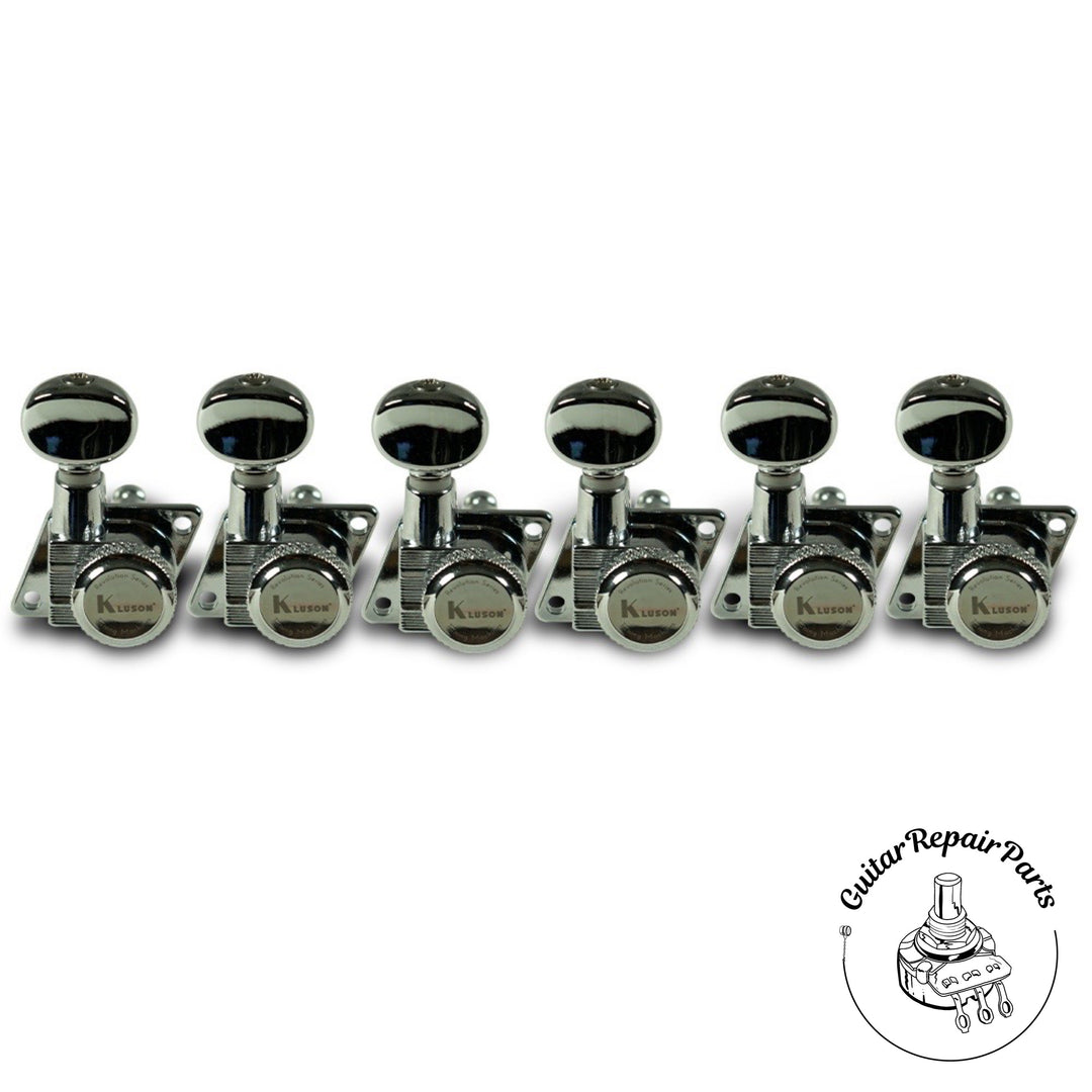 Kluson KRFL-6BX-C Revolution Locking Tuning Machines, F-Mount 6-In-Line - Chrome