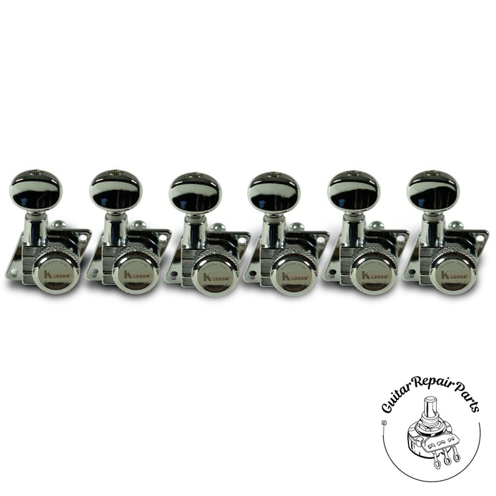 Kluson KRFL-6BX-C Revolution Locking Tuning Machines, F-Mount 6-In-Line - Chrome