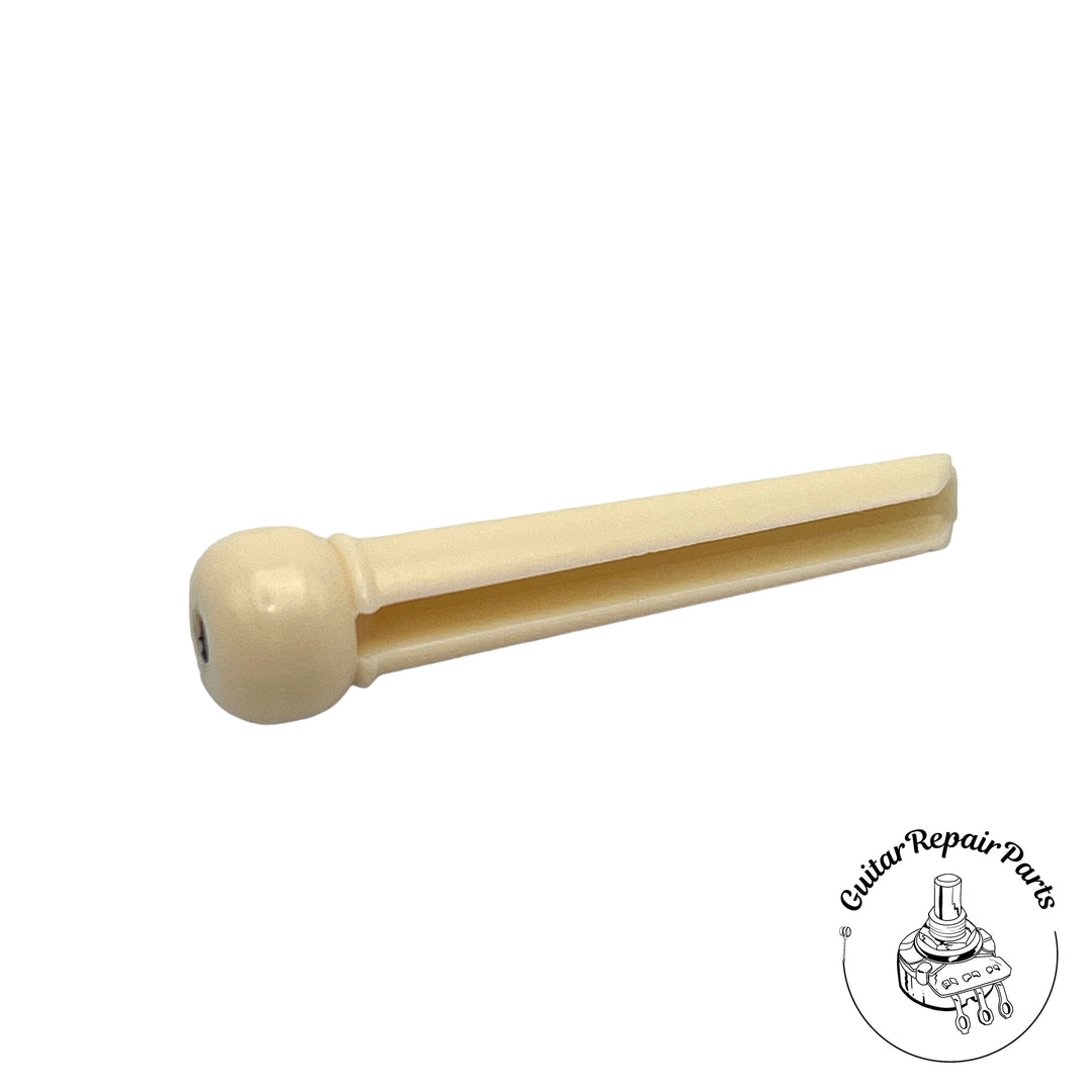 Plastic Acoustic Guitar Bridge Pins (6 pcs) - Cream w. Black Dot