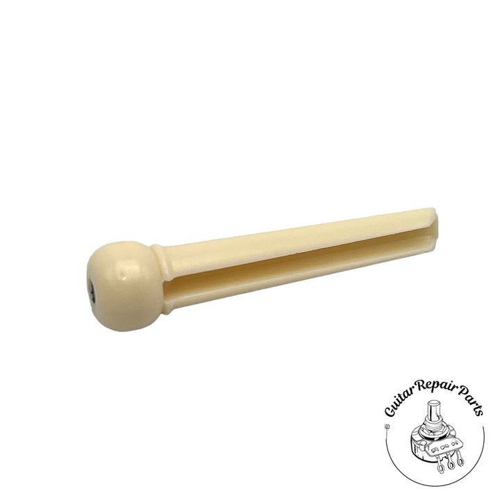 Plastic Acoustic Guitar Bridge Pins (6 pcs) - Cream w. Black Dot