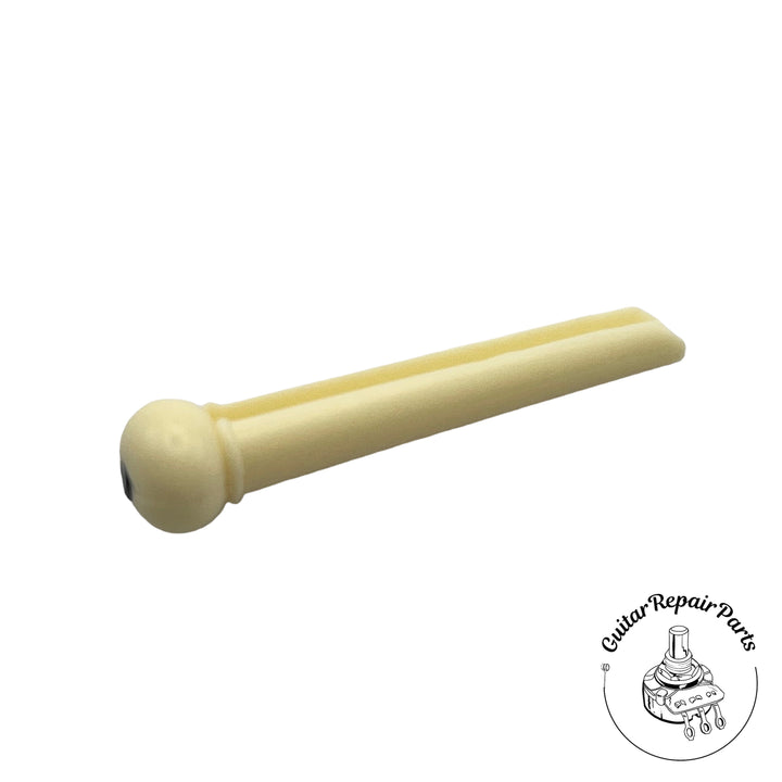 Plastic Acoustic Guitar Bridge Pins (6 pcs) - Cream w. Black Dot