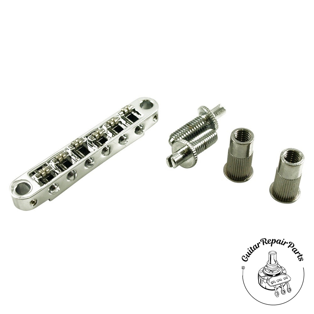 TonePros TPFR-C Locking Nashville Tune-O-Matic Roller Bridge, Metric Posts - Chrome