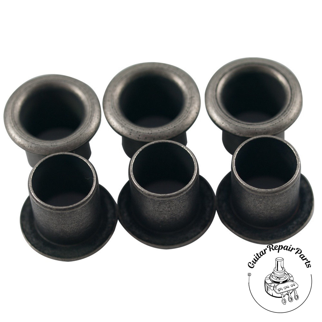 Kluson Stamped Eyelet Press-In Tuning Machine Bushings, 1/4" post - Nickel Relic