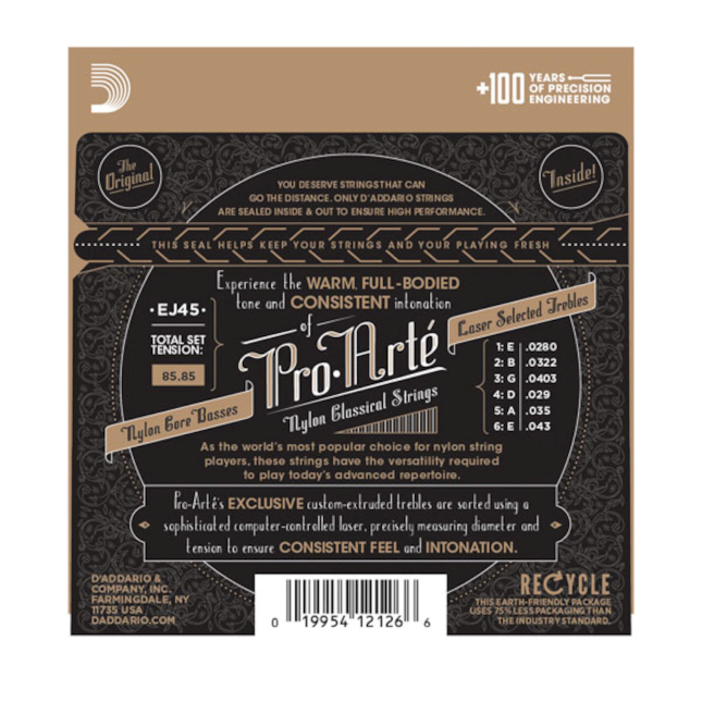 D'Addario EJ45 Pro-Arté Nylon Guitar Strings, Normal Tension
