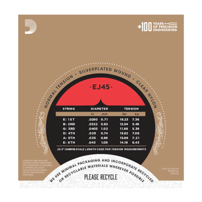 D'Addario EJ45 Pro-Arté Nylon Guitar Strings, Normal Tension