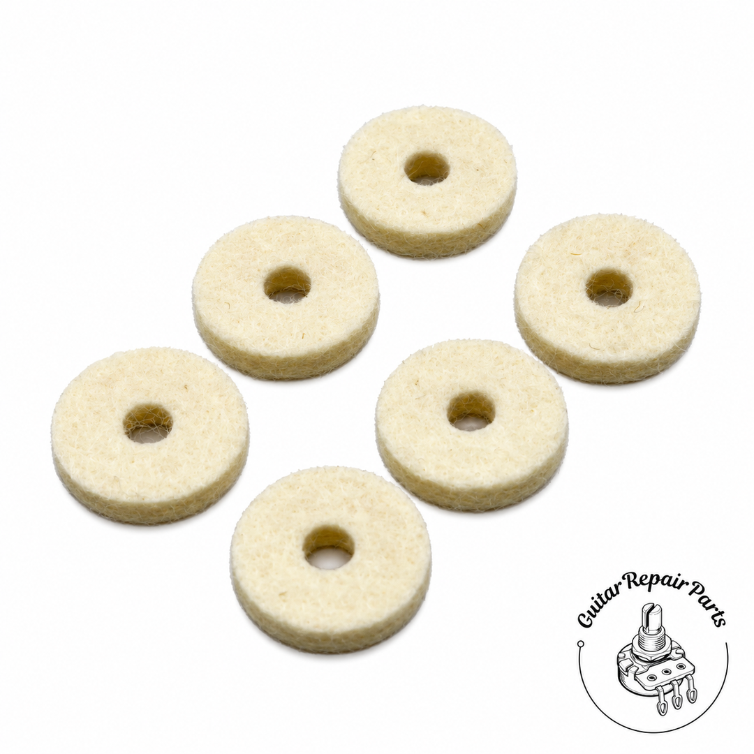 Strap Button Bushing, Felt Cushion Washers (6 pcs) - White