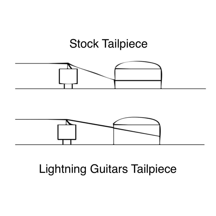 Lightning Guitars Reduced Break-Angle Non-Top-Wrap Stop Tailpiece - Nickel Gloss