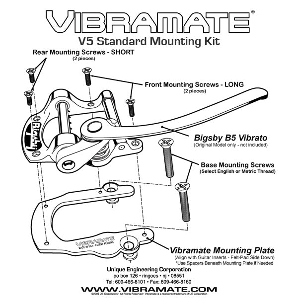 Vibramate V5 Standard Bigsby B5 Stop-Tail Adapter Kit, Right-Handed - Aluminum