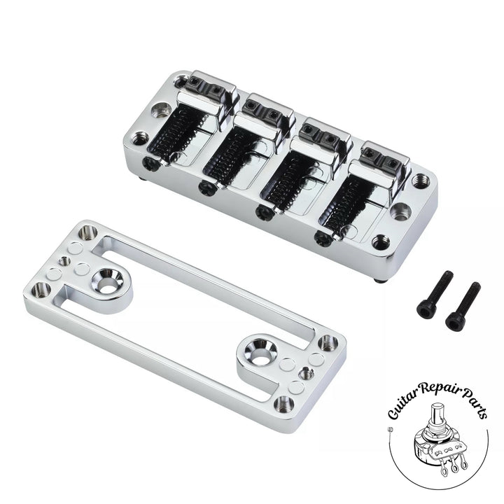 Warwick 2-Piece 3D Bridge & Tailpiece, 4-String, SP W 30118 4C - Chrome