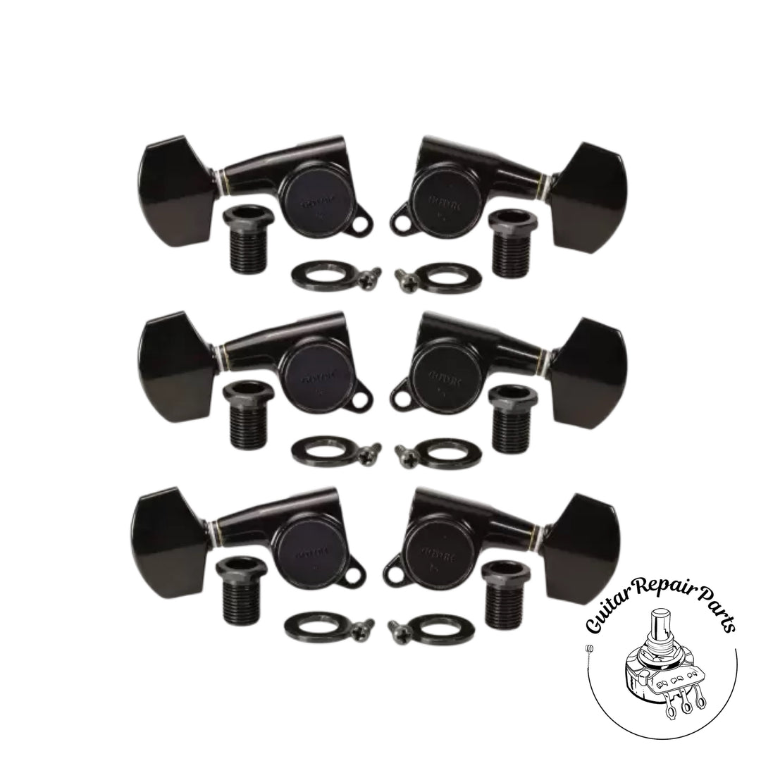 Gotoh Guitar Tuning Machine Keys, 3x3 w. Large Buttons SG381-01-L3+R3-B - Black