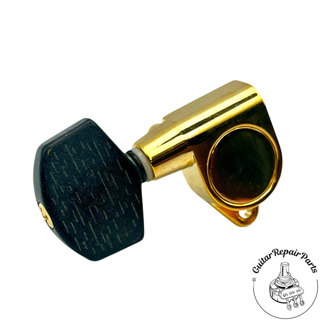 Takamine TGP0562BK Guitar Tuning Keys (6 pcs) - Gold w. Faux Ebony Button