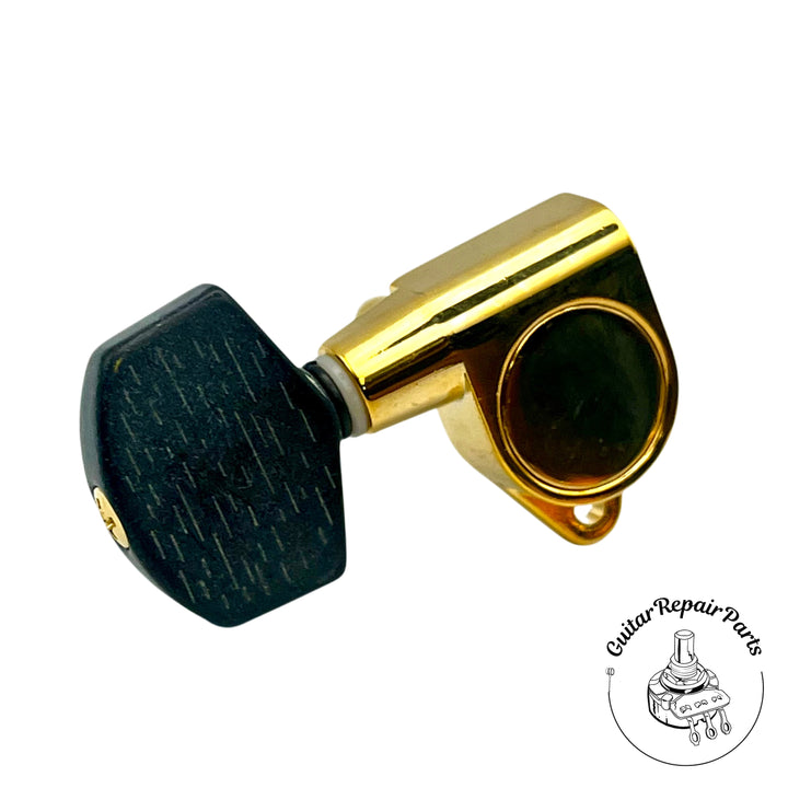 Takamine TGP0562BK Guitar Tuning Keys (6 pcs) - Gold w. Faux Ebony Button