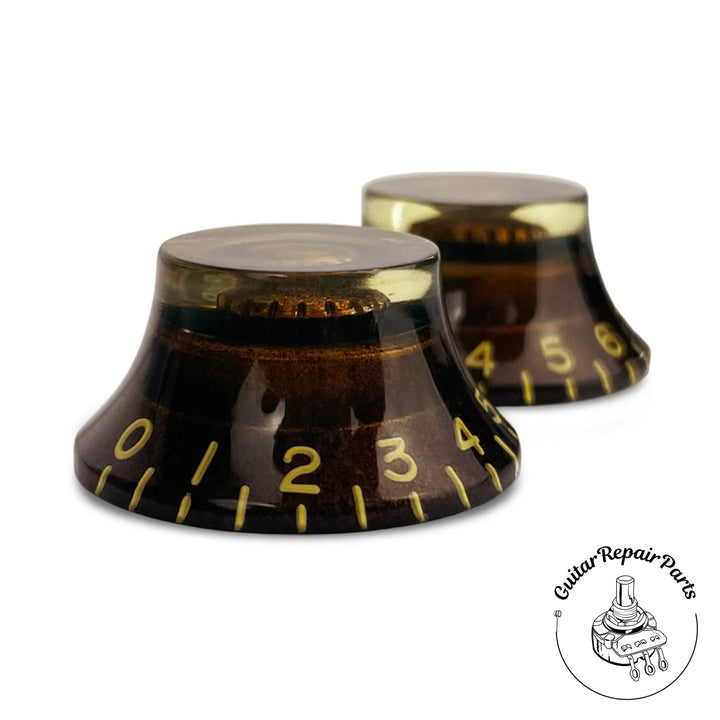 Plastic Top Hat Bell Knobs, Fit Fine-Spline Split-Shaft (2 pcs) Chocolate Brown