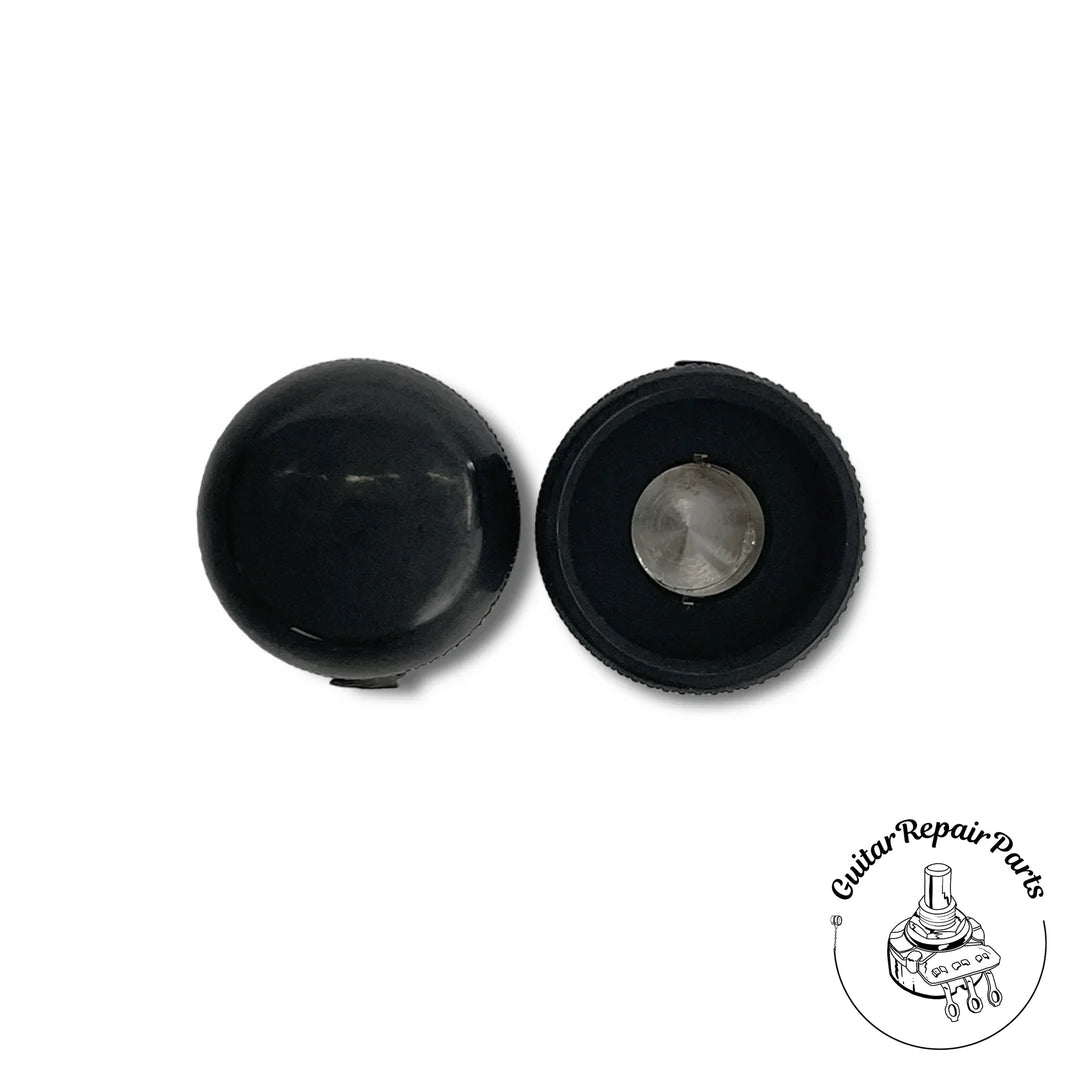 Mini Dome Top Metal Knobs, w. Set Screw (2 pcs) - Black