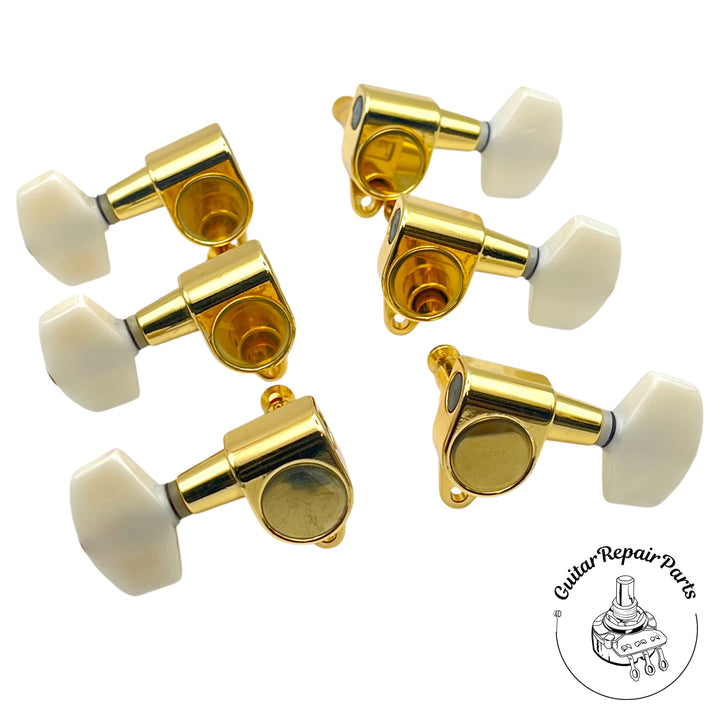 Takamine TGP0553P Guitar Tuning Keys (6 pcs) - Gold w. White Pearl Button