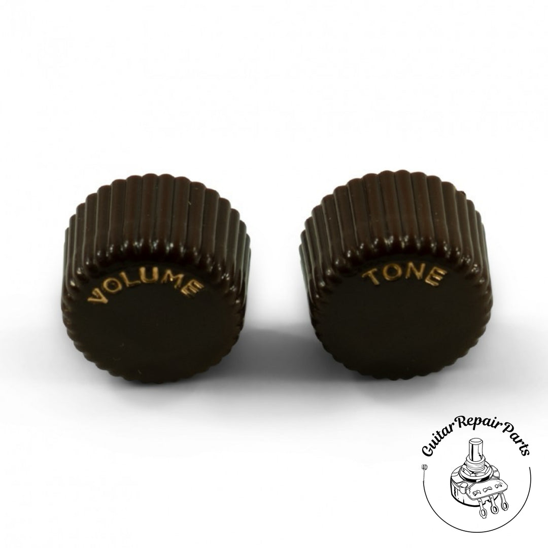 Plastic Vintage Style Cupcake Volume / Tone Knob Set (2 pc) - Brown