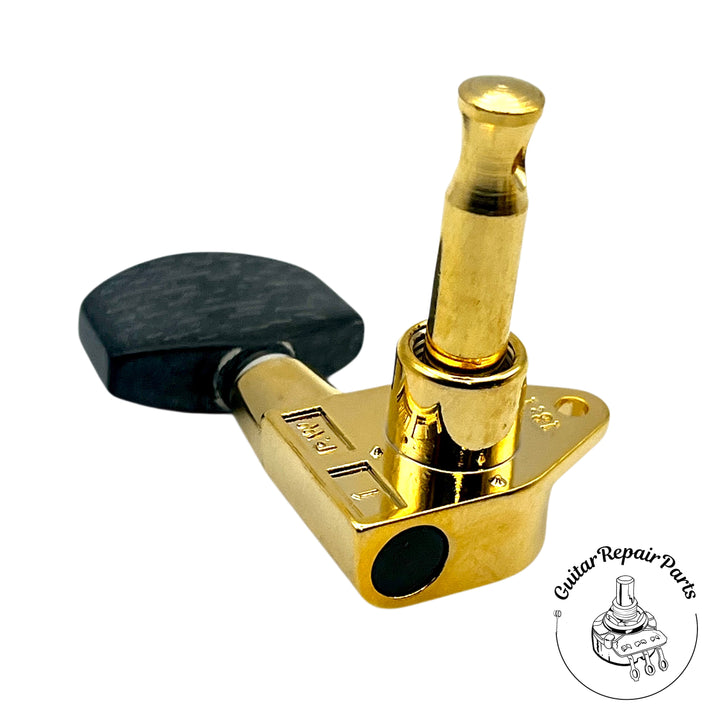 Takamine TGP0562BK Guitar Tuning Keys (6 pcs) - Gold w. Faux Ebony Button