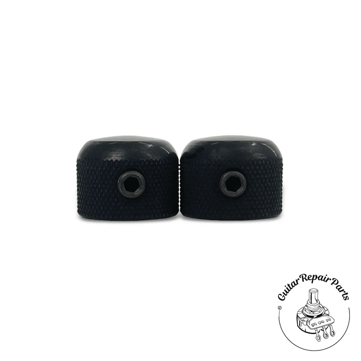 Mini Dome Top Metal Knobs, w. Set Screw (2 pcs) - Black