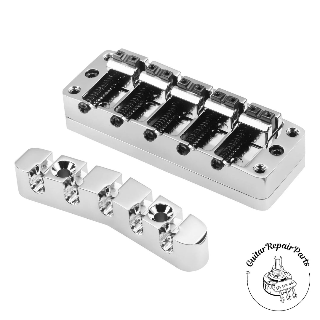 Warwick 2-Piece 3D Bridge & Tailpiece, 5-String, SP W 30128 5C - Chrome