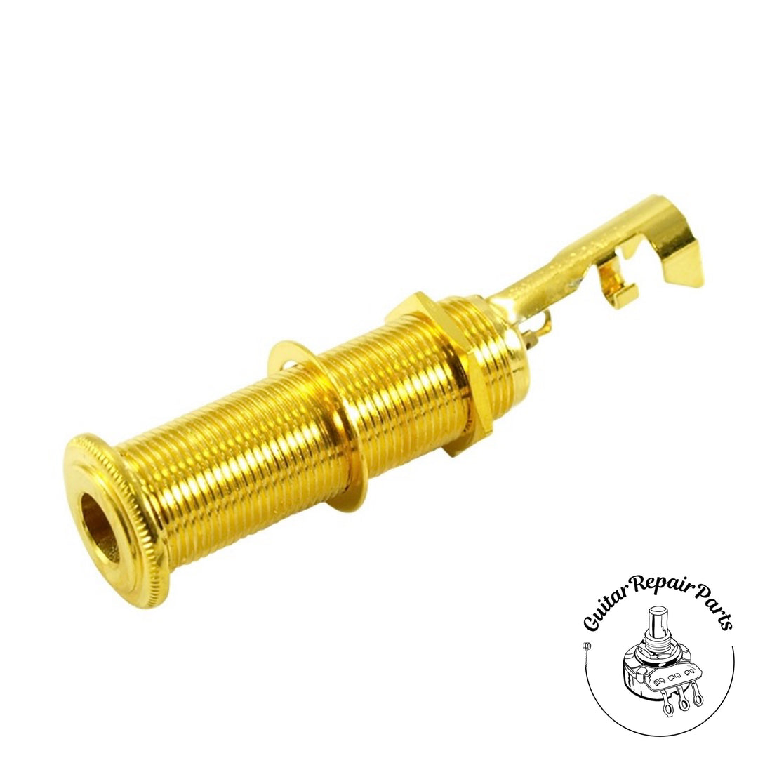 Switchcraft Long Threaded 1/4" Stereo 3 Conductor Panel Mount Barrel Jack - Gold