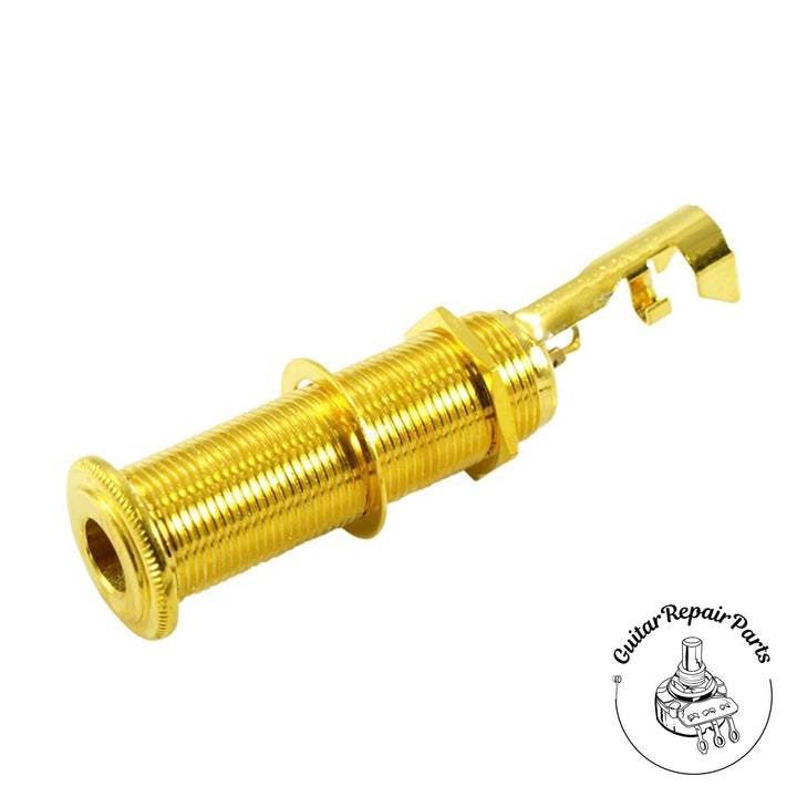 Switchcraft Long Threaded 1/4" Stereo 3 Conductor Panel Mount Barrel Jack - Gold