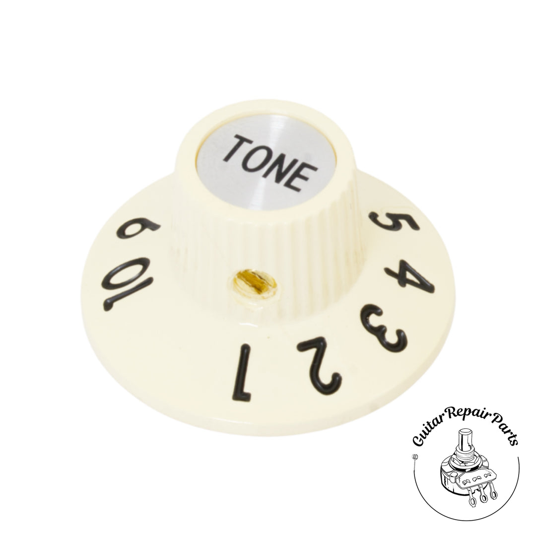 Plastic "Witch Hat" Tone Knob, Skirted, set screw - Cream