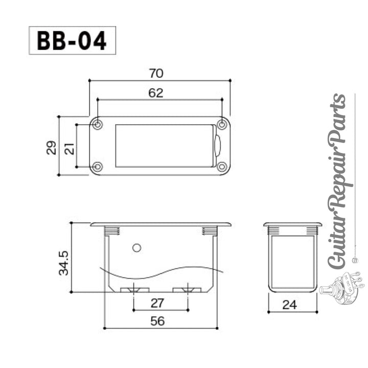 Gotoh 9-Volt Battery Compartment, Top Mount  - Black